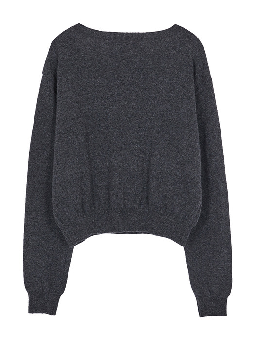 Round Neck Crop Knit in Charcoal_VK0WP2650