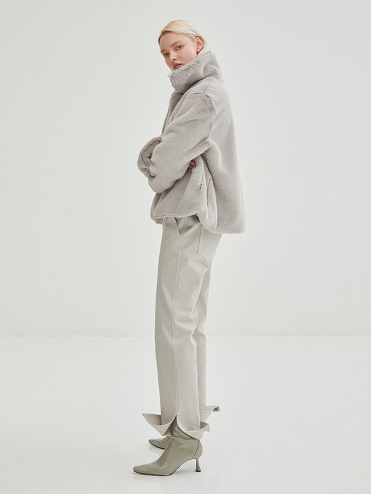 Stitched Straight BH Cotton Pants - Grey