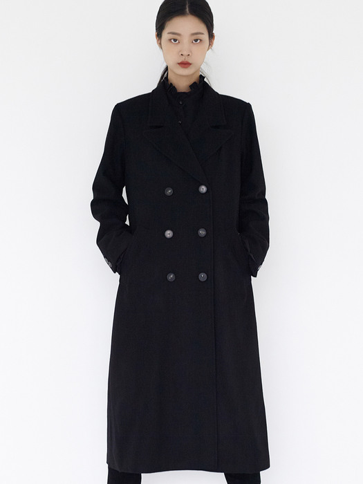 [리퍼브] WOOL TAILORED COLLAR DOUBLE COAT (W) BLACK