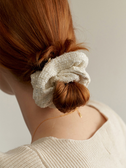 Ivory Tweed Scrunchie