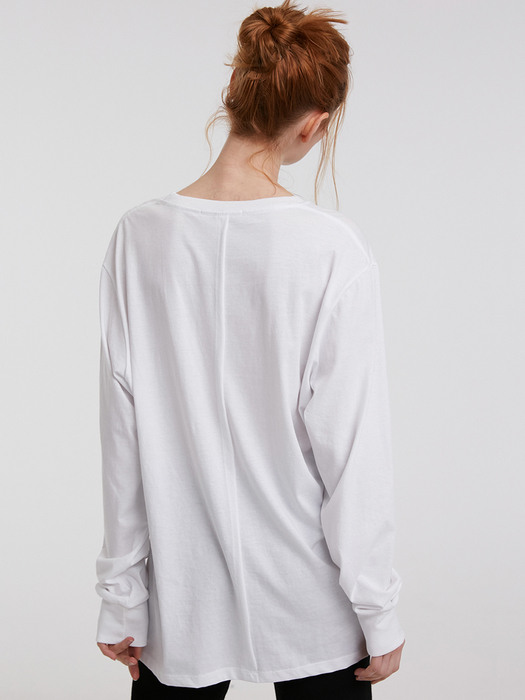 RAW-CUT LOOSE FIT T-SHIRT, WHITE