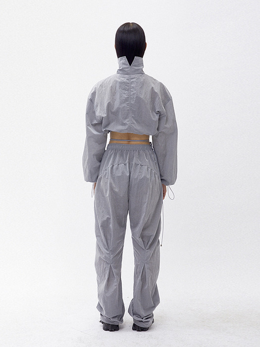 SHIRRING SHEENFUL SWEATPANTS - SILVER