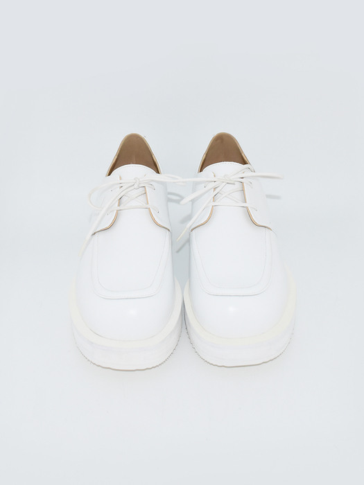Round Toe Platform Oxford Shoes-White