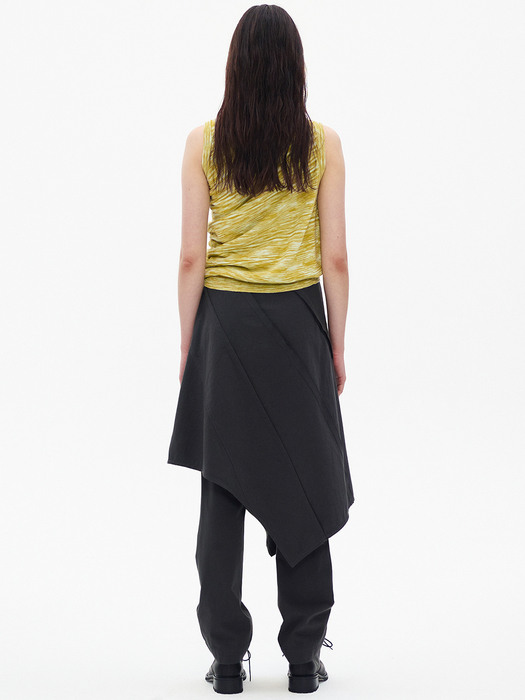 DIAGONAL SEAM SKIRT PANTS, DARK GRAY