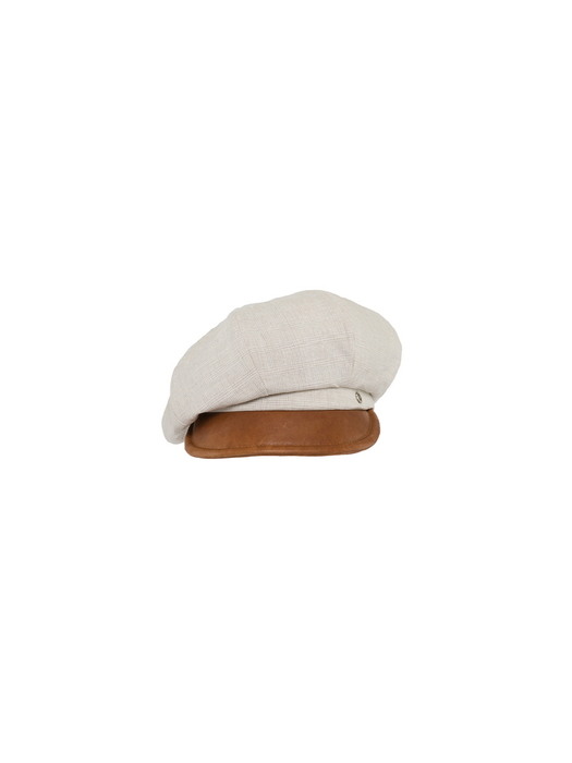 Bulky newsboy cap - Linen & Lamb skin
