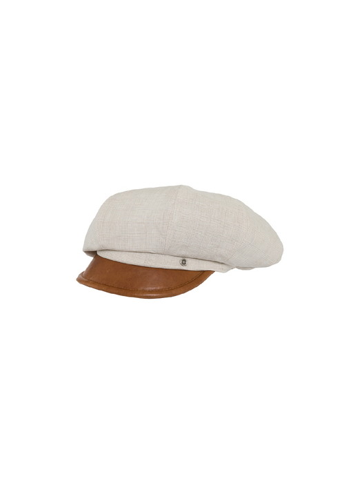 Bulky newsboy cap - Linen & Lamb skin