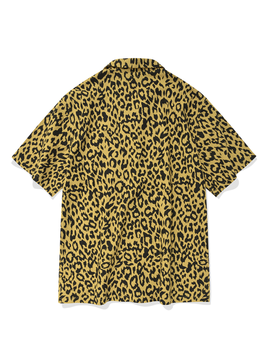 SP LOOSE FIT LEOPARD LINEN SHIRTS-YELLOW