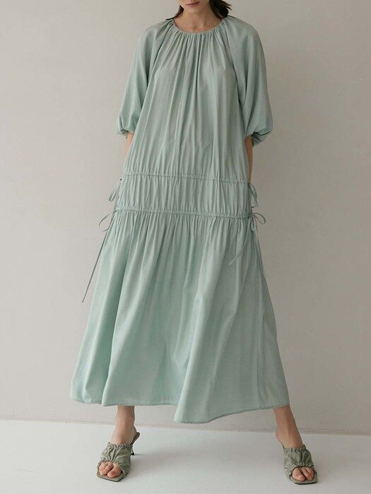 Dion Volume Sleeve Maxi Dress (Sea Glass)