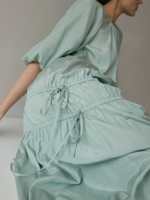 Dion Volume Sleeve Maxi Dress (Sea Glass)