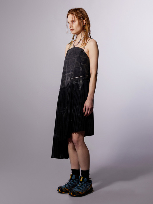 Black Asymmetric Pleated Dress