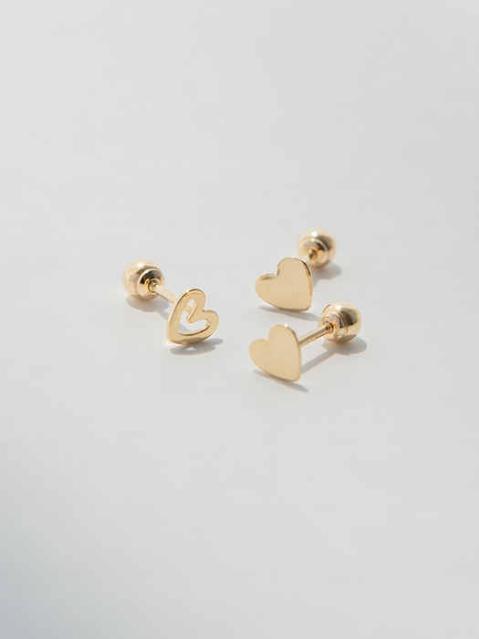 14K Gold Flat Heart Piercing, Earrings (14k골드) s16