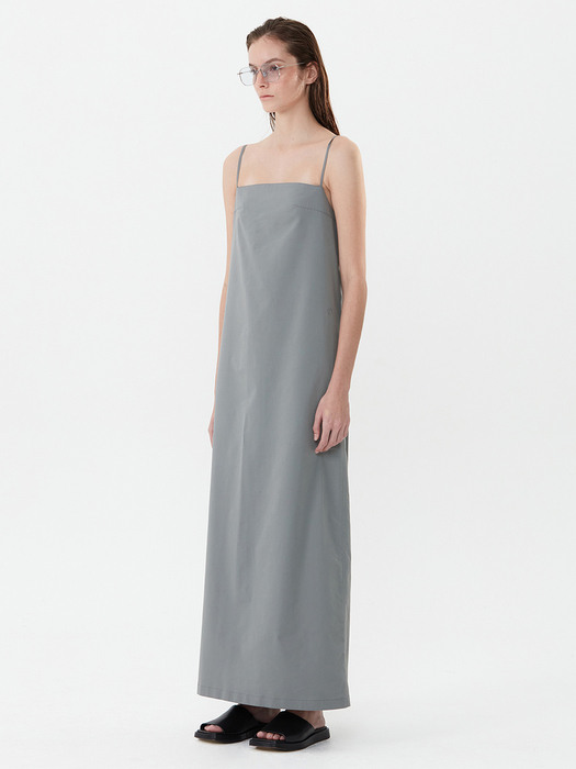 BACK STRING MAXI DRESS, GRAY