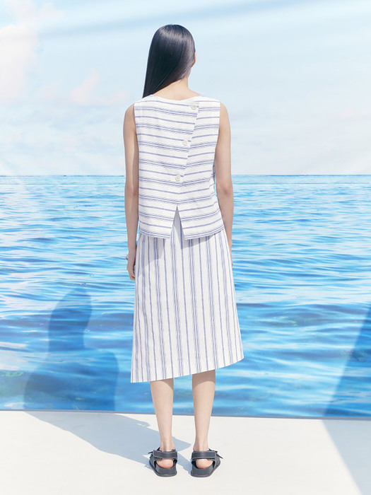Unbalance Stripe Skirt  Blue (KE1527M04P)