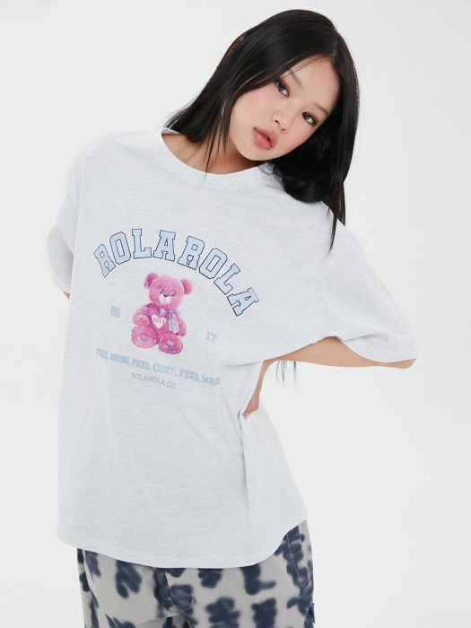 (TS-21351) ROLA PINK BEAR T-SHIRT MELANGE GRAY