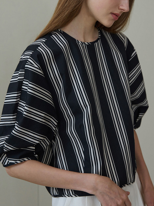 Stripe shot blouse (black)