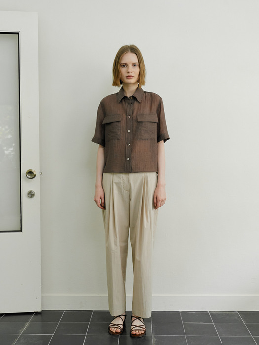 Half sleeved blouse(brown)