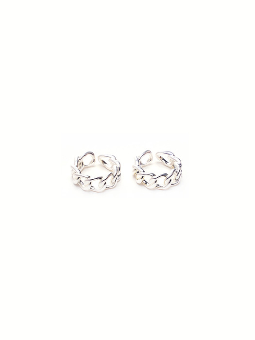 Silver twin chain ring SET