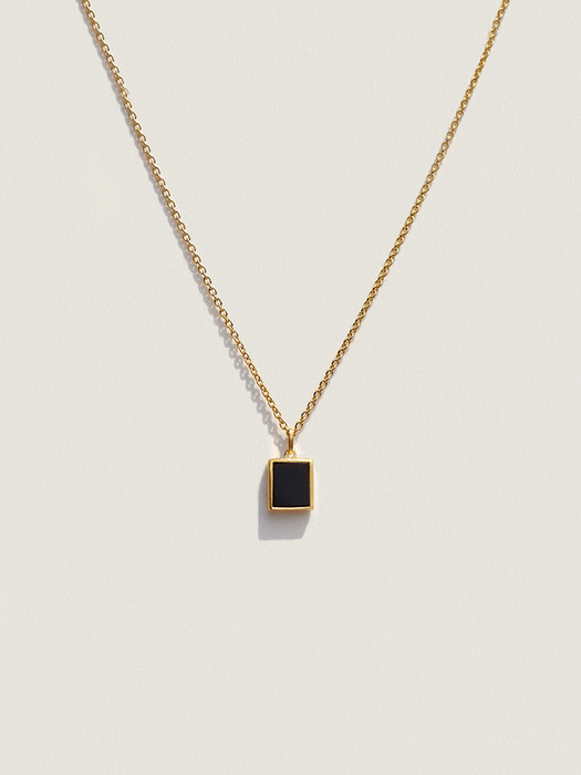 Tiny Square Onyx Necklace