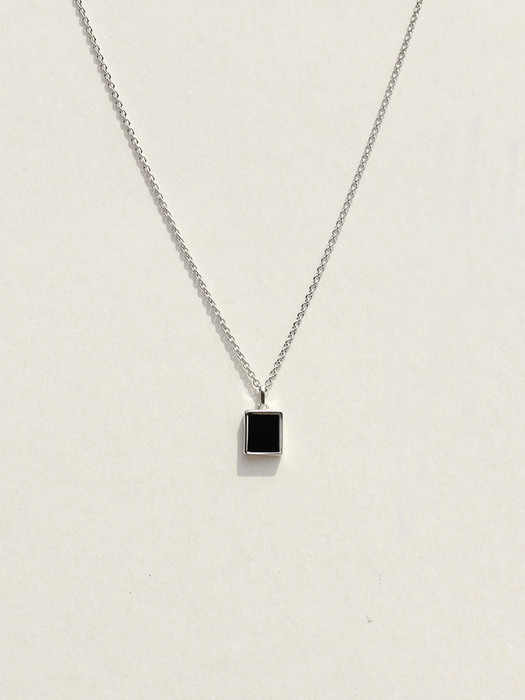 Tiny Square Onyx Necklace