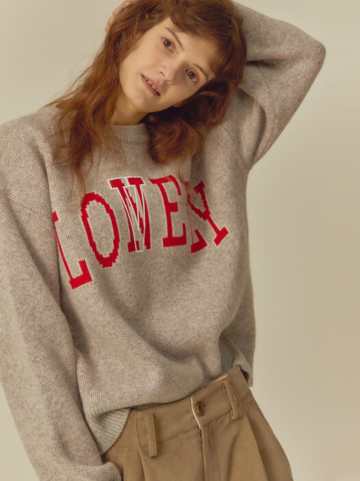 LONELY/LOVELY CASHMERE KNIT SWEATER GRAY