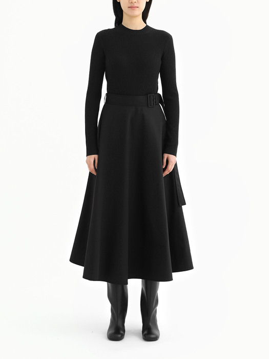 Helena Belted Skirt - Black