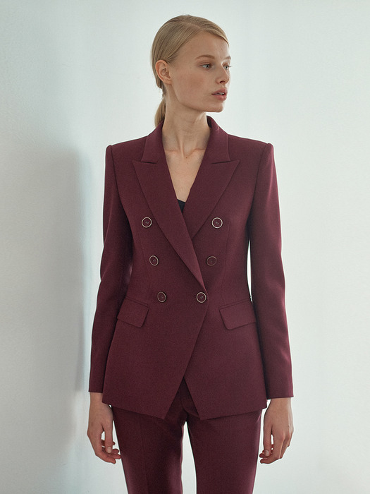 CHELSEA DOUBLE BREASTED JACKET-BURGUNDY