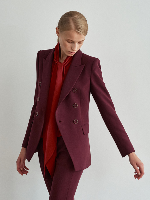 CHELSEA DOUBLE BREASTED JACKET-BURGUNDY