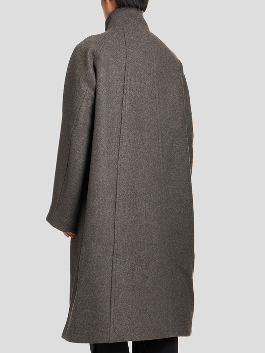 OVERSIZED DOUBLE COAT / GREY & BROWN MELANGE