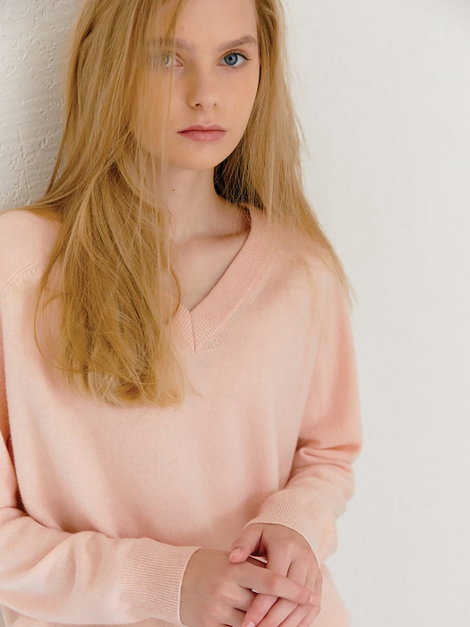 [soma] Vneck Knit Pullover Light Pink