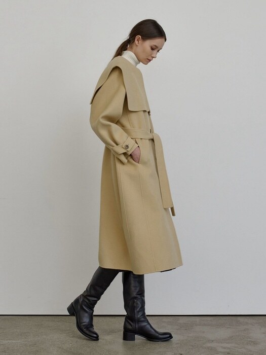 SAILOR COLLOR BELTED HANDMADE COAT_BUTTER