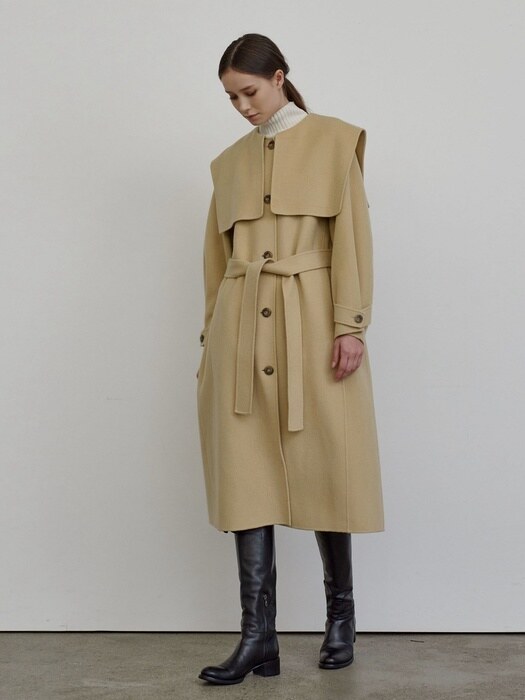 SAILOR COLLOR BELTED HANDMADE COAT_BUTTER