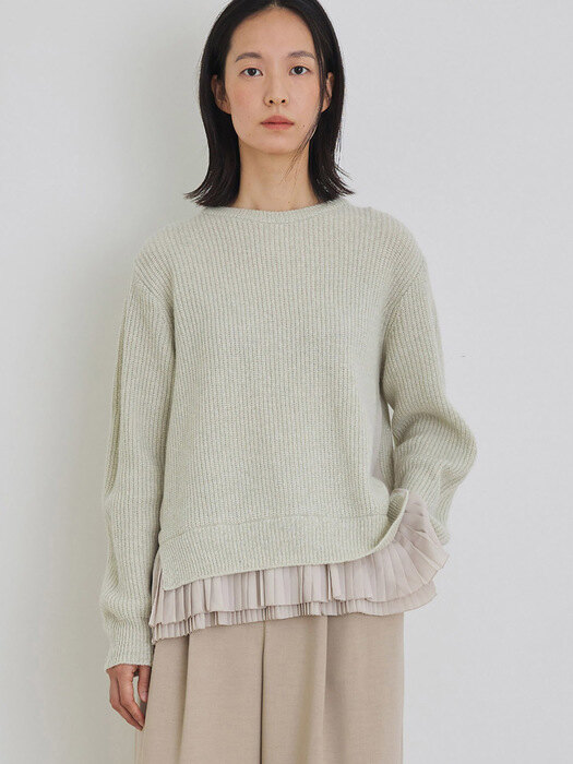 Alpaca pleats knit lemon beige