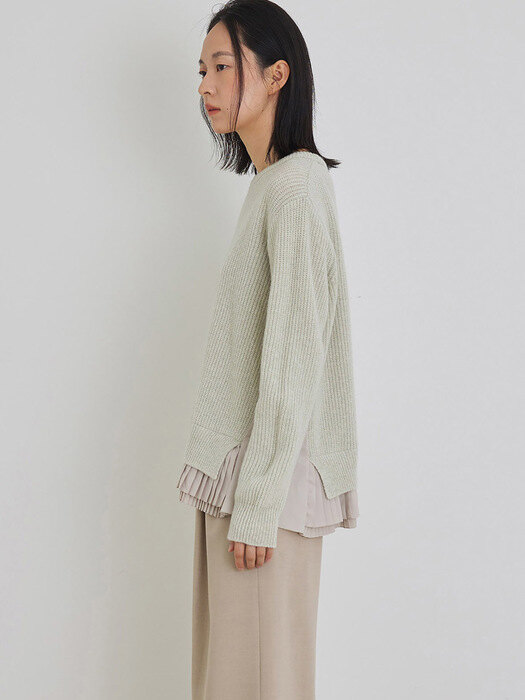 Alpaca pleats knit lemon beige