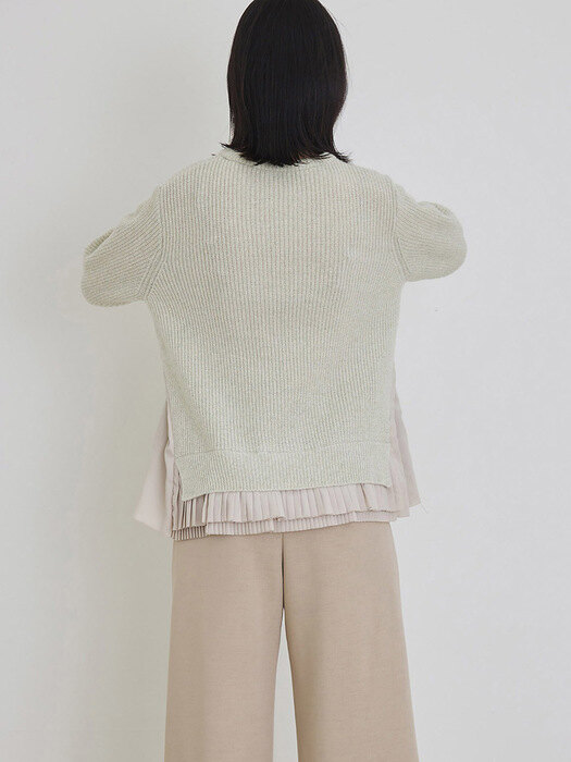 Alpaca pleats knit lemon beige