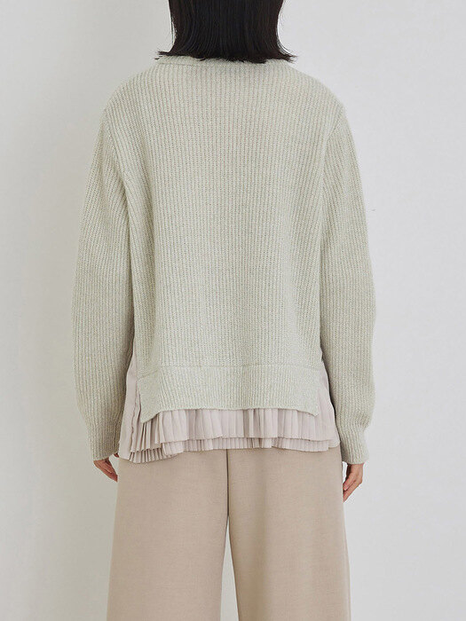 Alpaca pleats knit lemon beige