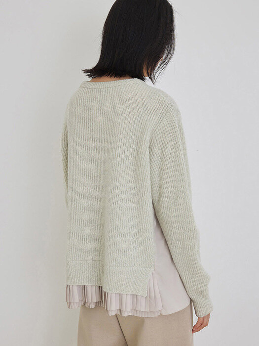 Alpaca pleats knit lemon beige