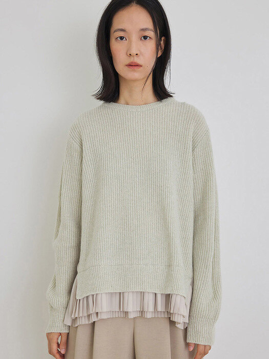 Alpaca pleats knit lemon beige