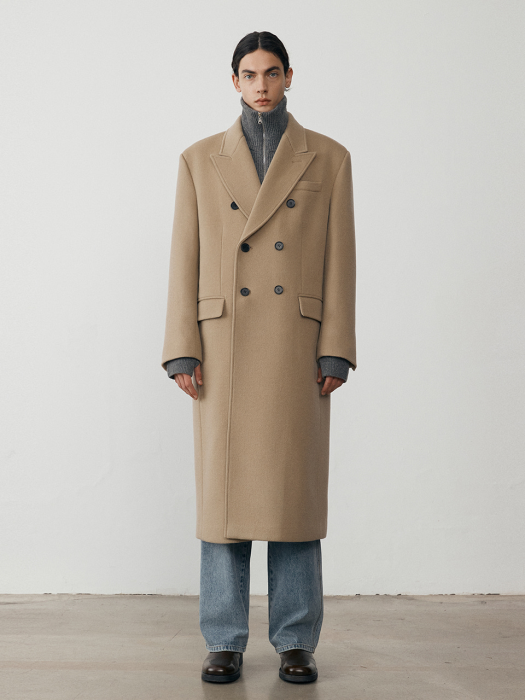 UNISEX TAILORED DOUBLE-BREASTED WOOL COAT SOFT CAMEL_M_UDCO1D115CM