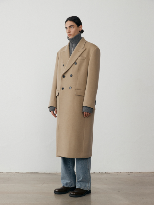 UNISEX TAILORED DOUBLE-BREASTED WOOL COAT SOFT CAMEL_M_UDCO1D115CM