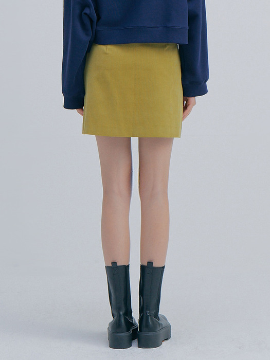 Corduroy A-line Mini Skirt_Lime