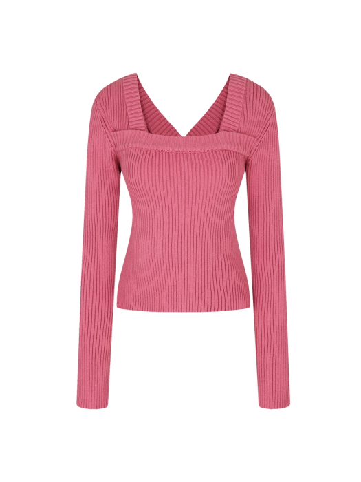 TWO WAY NECK POINT KNIT TOP_MELLOW PINK