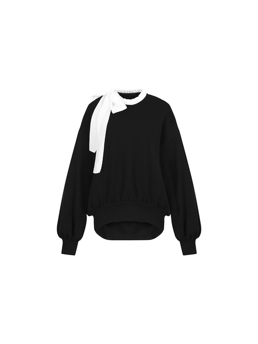 HIGH NECK RIBBON SWEATSHIRT