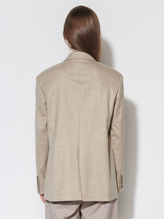 Wool flannel 2 button jacket - Beige