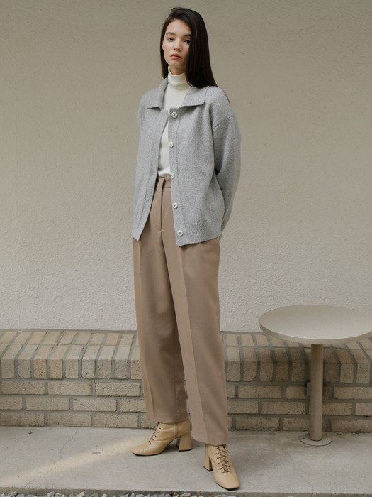 WOOL BELTED CARDIGAN / GRAY