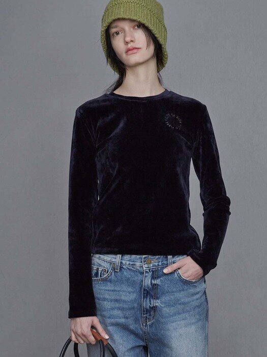 Citedecite Velvet long sleeve_NAVY