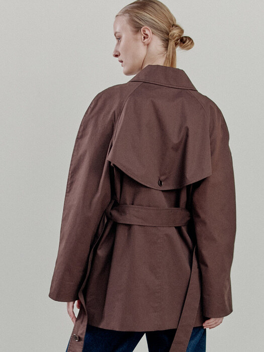 BELT POINT ROLLUP JACKET - BROWN