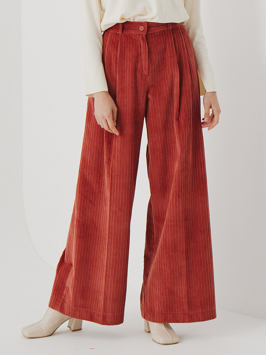 planet-50 corduroy tuck wide pants            