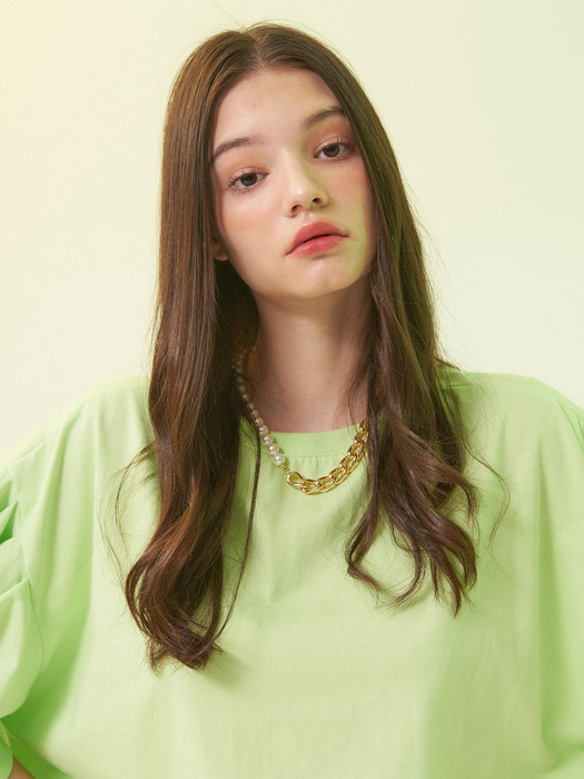 planet-136 tuck puff sleeve crop tee_green