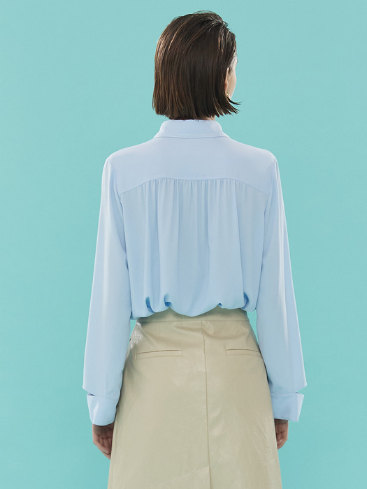 Slit Detail Loose Fit Blouse_BLUE