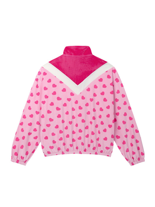 0 3 heart velvet zip-up top - PINK